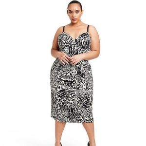 New! SERGIO HUDSON X TARGET Black/white Animal Print Bustier Midi Dress